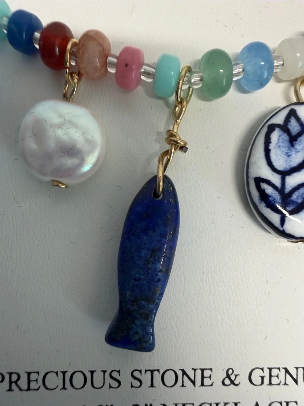 Atterri | Semi-Precious Stone & Genuine Shell Coastal Chic Charm Necklace - Picture 9 of 9